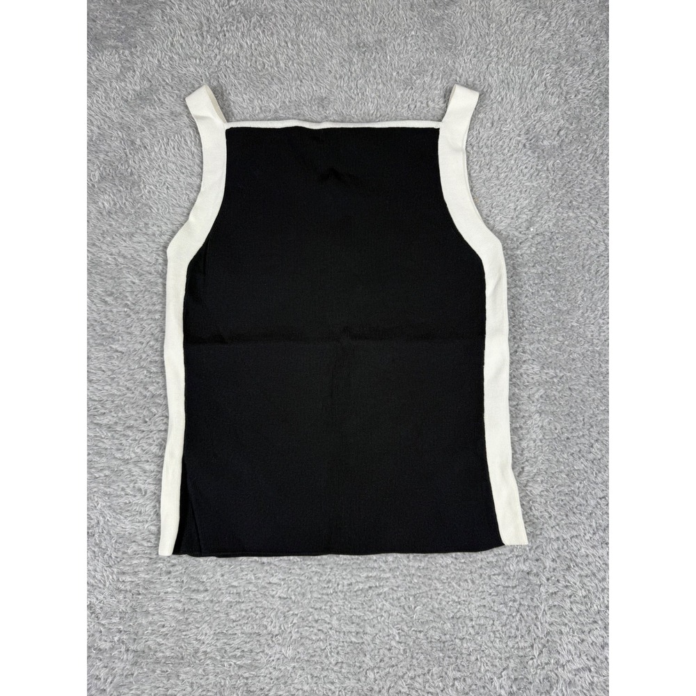 Cyrus Tank Top Women Medium Black White Excellent Knit Square Neck Sleeveless